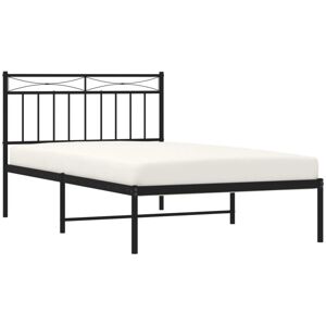 Metal Bed Frame without Mattress with Headboard Black 107x203cm Vidaxl Metal Bed Frame without Mattress with Headboard Black 107x203cm Vidaxl