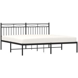 Metal Bed Frame without Mattress with Headboard Black 180x200cm vidaXL Metal Bed Frame without Mattress with Headboard Black 180x200cm vidaXL