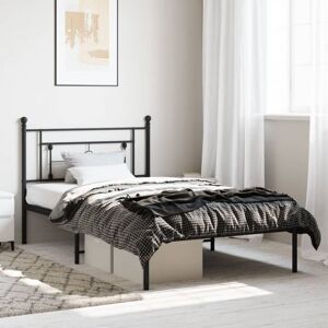 Metal Bed Frame without Mattress with Headboard Black 107x203cm Vidaxl Metal Bed Frame without Mattress with Headboard Black 107x203cm Vidaxl