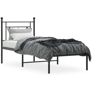 Metal Bed Frame without Mattress with Headboard Black 75x190cm Vidaxl Metal Bed Frame without Mattress with Headboard Black 75x190cm Vidaxl