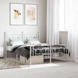 Metal Bed Frame without Mattress with Footboard White 135x190cm Vidaxl Metal Bed Frame without Mattress with Footboard White 135x190cm Vidaxl