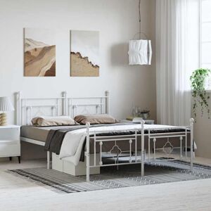 Metal Bed Frame without Mattress with Footboard White 193x203cm Vidaxl Metal Bed Frame without Mattress with Footboard White 193x203cm Vidaxl