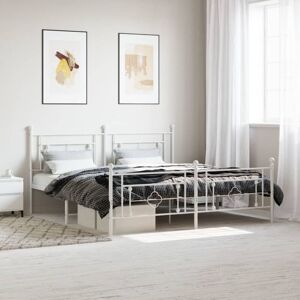 Metal Bed Frame without Mattress with Footboard White 183x213cm Vidaxl Metal Bed Frame without Mattress with Footboard White 183x213cm Vidaxl