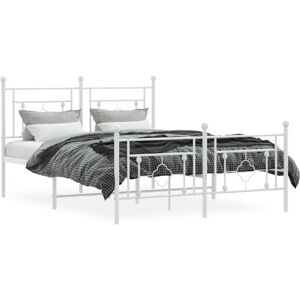 Metal Bed Frame without Mattress with Footboard White 140x190cm Vidaxl Metal Bed Frame without Mattress with Footboard White 140x190cm Vidaxl