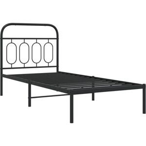 Metal Bed Frame without Mattress with Headboard Black 90x200cm Vidaxl Metal Bed Frame without Mattress with Headboard Black 90x200cm Vidaxl