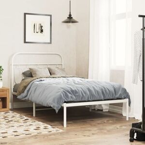 Metal Bed Frame without Mattress with Headboard White 107x203cm Vidaxl Metal Bed Frame without Mattress with Headboard White 107x203cm Vidaxl