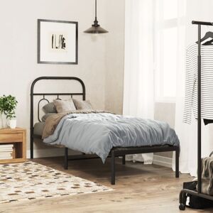 Metal Bed Frame without Mattress with Headboard Black 75x190cm Vidaxl Metal Bed Frame without Mattress with Headboard Black 75x190cm Vidaxl