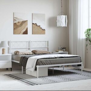 Metal Bed Frame without Mattress with Headboard White 135x190cm Vidaxl Metal Bed Frame without Mattress with Headboard White 135x190cm Vidaxl