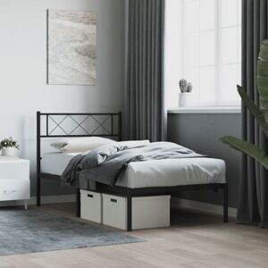 Metal Bed Frame without Mattress with Headboard Black 107x203cm Vidaxl Metal Bed Frame without Mattress with Headboard Black 107x203cm Vidaxl