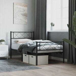 vidaXL Metal Bed Frame Black 107x203cm - Bedroom vidaXL Metal Bed Frame Black 107x203cm - Bedroom