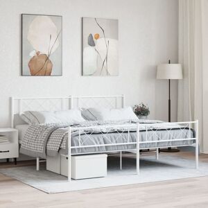 vidaXL White 200x200 cm Metal Bed Frame - Bed, Headboard & Footboard vidaXL White 200x200 cm Metal Bed Frame - Bed, Headboard & Footboard