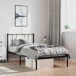 Metal Bed Frame without Mattress with Headboard Black 100x190cm Vidaxl Metal Bed Frame without Mattress with Headboard Black 100x190cm Vidaxl