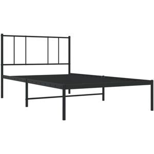 Metal Bed Frame without Mattress with Headboard Black 107x203cm vidaXL Metal Bed Frame without Mattress with Headboard Black 107x203cm vidaXL