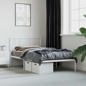 Metal Bed Frame without Mattress with Headboard White 107x203cm vidaXL Metal Bed Frame without Mattress with Headboard White 107x203cm vidaXL