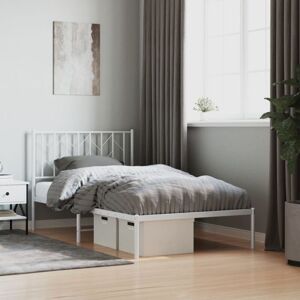 Metal Bed Frame without Mattress with Headboard White 100x190cm Vidaxl Metal Bed Frame without Mattress with Headboard White 100x190cm Vidaxl