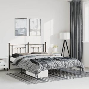 Vidaxl - Metal Bed Frame without Mattress with Headboard Black 135x190cm Vidaxl - Metal Bed Frame without Mattress with Headboard Black 135x190cm
