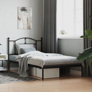 Metal Bed Frame without Mattress with Headboard Black 107x203cm Vidaxl Metal Bed Frame without Mattress with Headboard Black 107x203cm Vidaxl