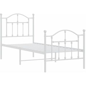 Metal Bed Frame without Mattress with Footboard White 75x190cm vidaXL Metal Bed Frame without Mattress with Footboard White 75x190cm vidaXL