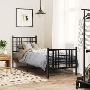 Metal Bed Frame without Mattress with Footboard Black 75x190cm Vidaxl Metal Bed Frame without Mattress with Footboard Black 75x190cm Vidaxl