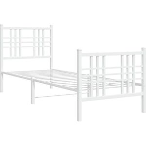 Metal Bed Frame without Mattress with Footboard White 75x190cm Vidaxl Metal Bed Frame without Mattress with Footboard White 75x190cm Vidaxl