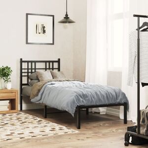 Metal Bed Frame without Mattress with Headboard Black 75x190cm Vidaxl Metal Bed Frame without Mattress with Headboard Black 75x190cm Vidaxl