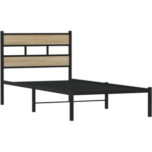 Metal Bed Frame without Mattress Sonoma Oak 75x190 cm Small Single Vidaxl Metal Bed Frame without Mattress Sonoma Oak 75x190 cm Small Single Vidaxl