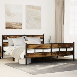 Metal Bed Frame without Mattress Smoked Oak 200x200 cm Vidaxl Metal Bed Frame without Mattress Smoked Oak 200x200 cm Vidaxl