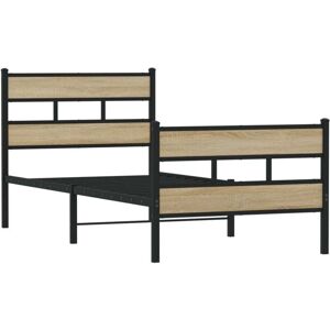 Metal Bed Frame without Mattress Sonoma Oak 90x200 cm Vidaxl Metal Bed Frame without Mattress Sonoma Oak 90x200 cm Vidaxl