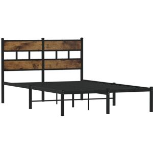 Metal Bed Frame without Mattress Smoked Oak 120x190 cm Small Double Vidaxl Metal Bed Frame without Mattress Smoked Oak 120x190 cm Small Double Vidaxl