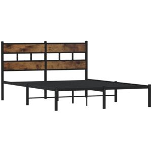 Metal Bed Frame without Mattress Smoked Oak 160x200 cm Vidaxl Metal Bed Frame without Mattress Smoked Oak 160x200 cm Vidaxl