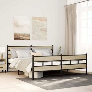 Metal Bed Frame without Mattress Sonoma Oak 183x213 cm Vidaxl Metal Bed Frame without Mattress Sonoma Oak 183x213 cm Vidaxl