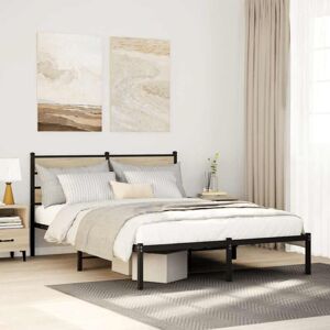 Metal Bed Frame without Mattress Sonoma Oak 140x190 cm Vidaxl Metal Bed Frame without Mattress Sonoma Oak 140x190 cm Vidaxl