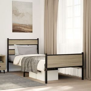 Bed Frame without Mattress Sonoma Oak 100x200 cm Engineered Wood vidaXL Bed Frame without Mattress Sonoma Oak 100x200 cm Engineered Wood vidaXL