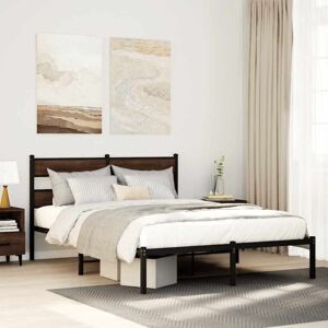 Bed Frame without Mattress with Headboard Brown Oak 150x200 cm King Size vidaXL Bed Frame without Mattress with Headboard Brown Oak 150x200 cm King Size vidaXL