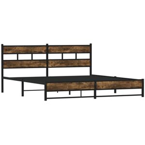 Metal Bed Frame without Mattress Smoked Oak 193x203 cm Vidaxl Metal Bed Frame without Mattress Smoked Oak 193x203 cm Vidaxl