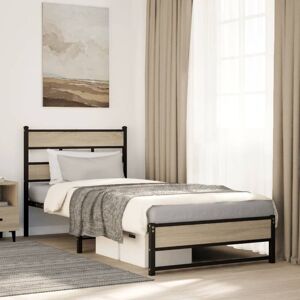 Metal Bed Frame without Mattress Sonoma Oak 107x203 cm Vidaxl Metal Bed Frame without Mattress Sonoma Oak 107x203 cm Vidaxl
