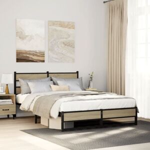 Metal Bed Frame without Mattress Sonoma Oak 160x200 cm Vidaxl Metal Bed Frame without Mattress Sonoma Oak 160x200 cm Vidaxl