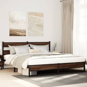 Metal Bed Frame without Mattress Brown Oak 200x200 cm Vidaxl Metal Bed Frame without Mattress Brown Oak 200x200 cm Vidaxl
