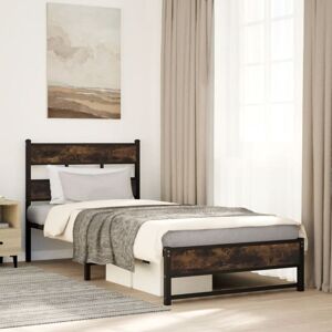 Metal Bed Frame without Mattress Smoked Oak 107x203 cm Vidaxl Metal Bed Frame without Mattress Smoked Oak 107x203 cm Vidaxl