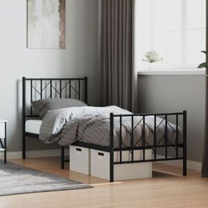 Metal Bed Frame without Mattress with Footboard Black 75x190cm Vidaxl Metal Bed Frame without Mattress with Footboard Black 75x190cm Vidaxl