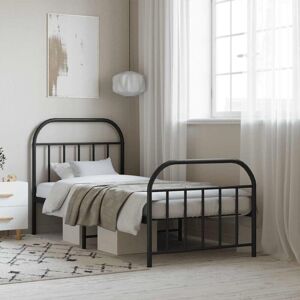 Metal Bed Frame without Mattress with Footboard Black 80x200cm Vidaxl Metal Bed Frame without Mattress with Footboard Black 80x200cm Vidaxl