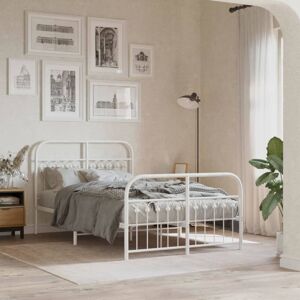 vidaXL Metal Bed Frame White 120x190 cm - Bed Type vidaXL Metal Bed Frame White 120x190 cm - Bed Type