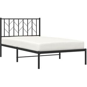 Metal Bed Frame without Mattress with Headboard Black 100x190cm Vidaxl Metal Bed Frame without Mattress with Headboard Black 100x190cm Vidaxl