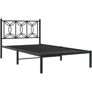Metal Bed Frame without Mattress with Headboard Black 107x203cm Vidaxl Metal Bed Frame without Mattress with Headboard Black 107x203cm Vidaxl