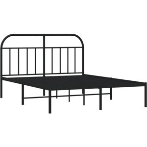 Metal Bed Frame without Mattress with Headboard Black 140x190cm Vidaxl Metal Bed Frame without Mattress with Headboard Black 140x190cm Vidaxl
