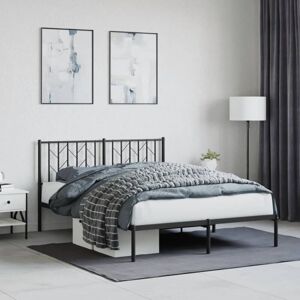 Metal Bed Frame without Mattress with Headboard Black 140x200cm Vidaxl Metal Bed Frame without Mattress with Headboard Black 140x200cm Vidaxl