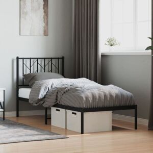 Metal Bed Frame without Mattress with Headboard Black 75x190cm Vidaxl Metal Bed Frame without Mattress with Headboard Black 75x190cm Vidaxl