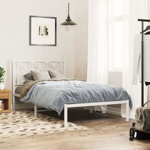 Metal Bed Frame without Mattress with Headboard White 107x203cm Vidaxl Metal Bed Frame without Mattress with Headboard White 107x203cm Vidaxl