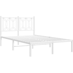 Metal Bed Frame without Mattress with Headboard White 120x190cm Vidaxl Metal Bed Frame without Mattress with Headboard White 120x190cm Vidaxl
