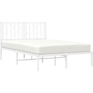 Metal Bed Frame without Mattress with Headboard White 120x200cm Vidaxl Metal Bed Frame without Mattress with Headboard White 120x200cm Vidaxl